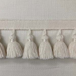 Off White 2.5” Width Linen Tassel Fringe Trim 36 Handmade Tassels Per Yard TF-81/1-2 Upholstery / Drapery/ Interior Design / Home Furnishing