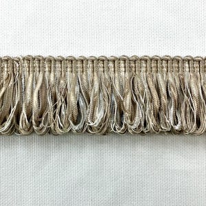 Beige & Creamy White Loop Fringe Trim 2&quot; Width LPF-2/4-2 Upholstery / Drapery / Interior Design / Home Furnishing