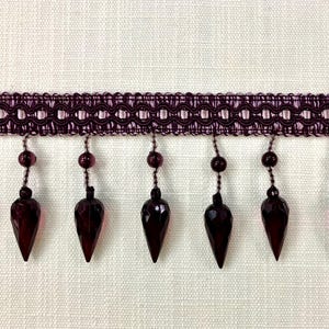 Purple & Lilac Lucite Crystal Beaded Fringe Trim 3.25&quot; Width TF-75/29-27 Drapery / Upholstery / Home Furnishing / Interior Design / Handmade