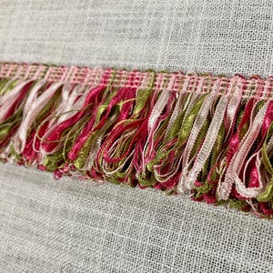 Pink, Dark Pink & Mint Thick Loop Fringe Trim 2.25" Width LPF-3/18-13 Upholstery / Upholstery / Interior Design / Home Furnishing