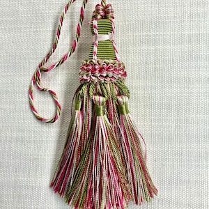 Pink, Dark Pink & Mint 5.5&quot; Length Key Tassel With 5.5&quot; Twisted Loop Cord KT-22/18-13  Drapery / Interior Design / Home Furnishing /Handmade