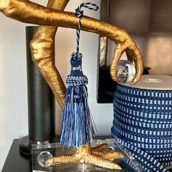 Navy & French Blue 5.5" Key Tassel With a 5.5" Twisted Loop Cord KT-22/46-41 Drapery / Tassels / Interior Design / Home Furnishing