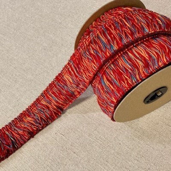 1.75" Red, Orange & Blue 100% Cotton High Quality Extra Thick Brush Fringe Trim BRF-2/44-30-49 Upholstery / Drapery / Pillows / Bedding