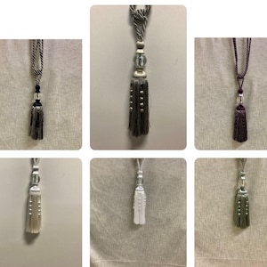 Single Tassel Curtain Tieback 14&quot; Length With Faceted Glass Crystal SCTB-16 Collection 2 Upholstery / Drapery / Plus Twisted Rope Cord
