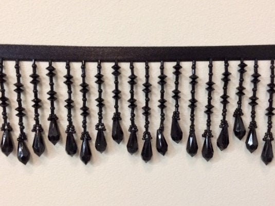 3 SILVER/BLACK Ombre Glass CHEVRON Bugle Bead Beaded Fringe Trim — Trims  and Beads