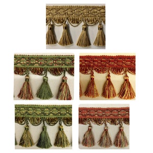 Tassel Fringe Trim TF-9 Collage 1/2 Various Colors Available 4&quot; Width Upholstery / Drapery / Pillows / Home Furnishing / Interior Design