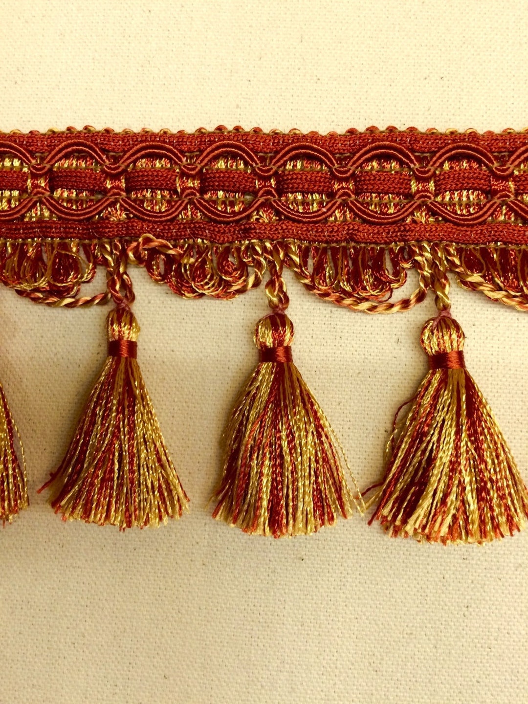 4 Rust & Gold Tassel Fringe Trim TF9/3511 Sold by the Yard