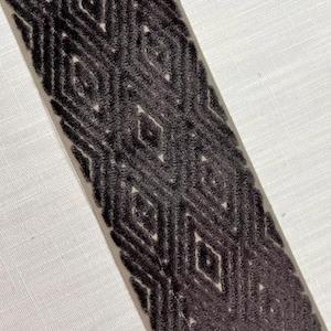 Taupe & Black Woven Velvet Embroidery Trim Tape 4.5&quot; Width H-1104/12 Upholstery / Drapery / Interior Design / Home Furnishing