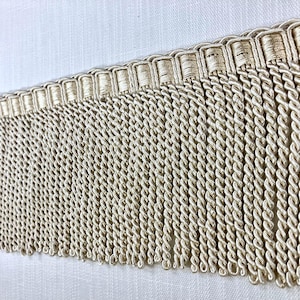 Cream Fancy Header, High Quality Bullion Fringe Trim 9&quot; Width BUF-9/2 Upholstery / Drapery / Interior Design / Home Furnishing