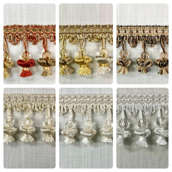 Onion Tassel Fringe Trim 3" Width ROSELACE TF-20 Collection 1/3 Upholstery / Drapery / Interior Design / Home Furnishing