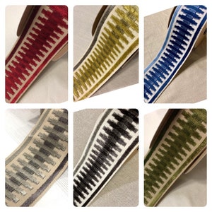 Woven Velvet Embroidery Trim Tape 3.5&quot; Width H-1108 Collection Various Colors Upholstery / Drapery / Interior design / Pillows / Curtains