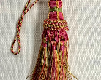 Pink, Green & Orange 5.5&quot; Length Key Tassel With 5.5&quot; Twisted Loop Cord KT-22/20-14 Upholstery / Drapery / Interior Design / Home Furnishing