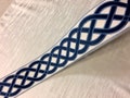 Cream & Navy 3.75 Inch Woven Suede Embroidery Trim Tape Highest Quality \/ Drapery \/ Upholstery \/ Pillows \/ Curtains \/ Price Per Yard