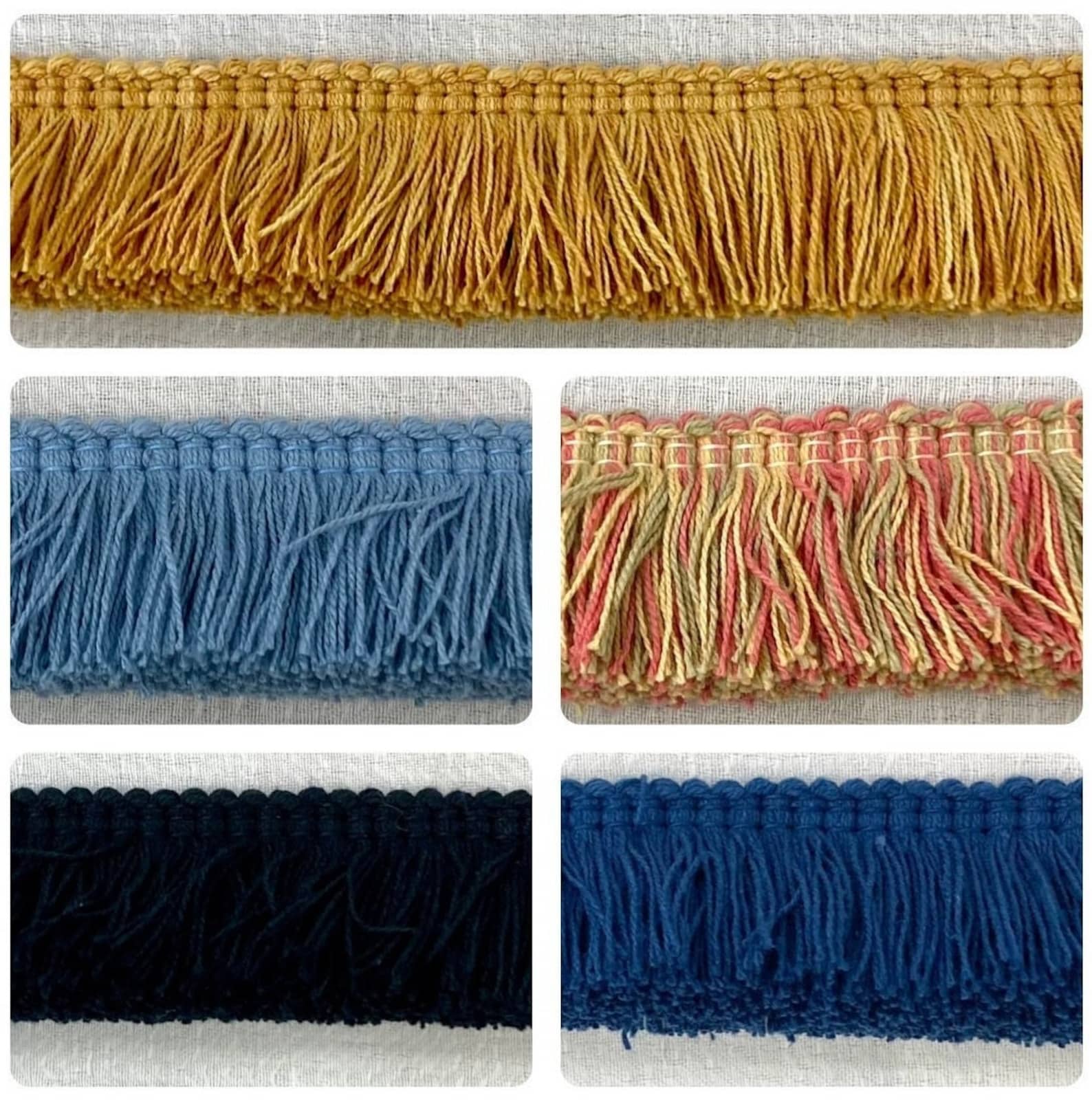 Double Thickness 100% Linen Brush Fringe 1 3/8” Width Trim Roselace BRF ...