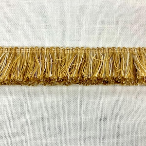 Gold & Cream Thick Brush Fringe Trim 1.75&quot; Width BRF-3/11-12-2 Upholstery / Drapery / Pillows / Home Furnishing / Interior Design