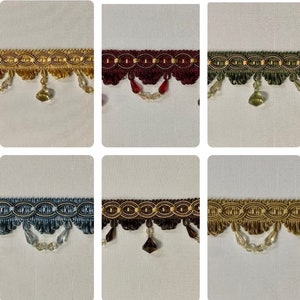 3" Crystal Beaded Tassel Fringe Trim TF-28 Collection 6 Variations Upholstery / Drapery / Interior Design