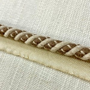 Natural & Light Brown 100% Linen twisted cord edge 3/8" Width CE-2-L/6 Interior design / Drapery / Upholstery / Home Furnishing / Pillow