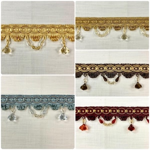 Lucite Crystal Beaded Tassel Fringe Trim Roselace TF-28 Collection 5 Variations Upholstery / Drapery / Interior Design / Home Furnishings