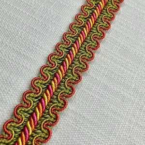 Gimp Twisted Header Braid Pink, Green & Orange 1&quot; Width HB-7/20-14 Interior design / Upholstery / Drapery / Home Furnishings