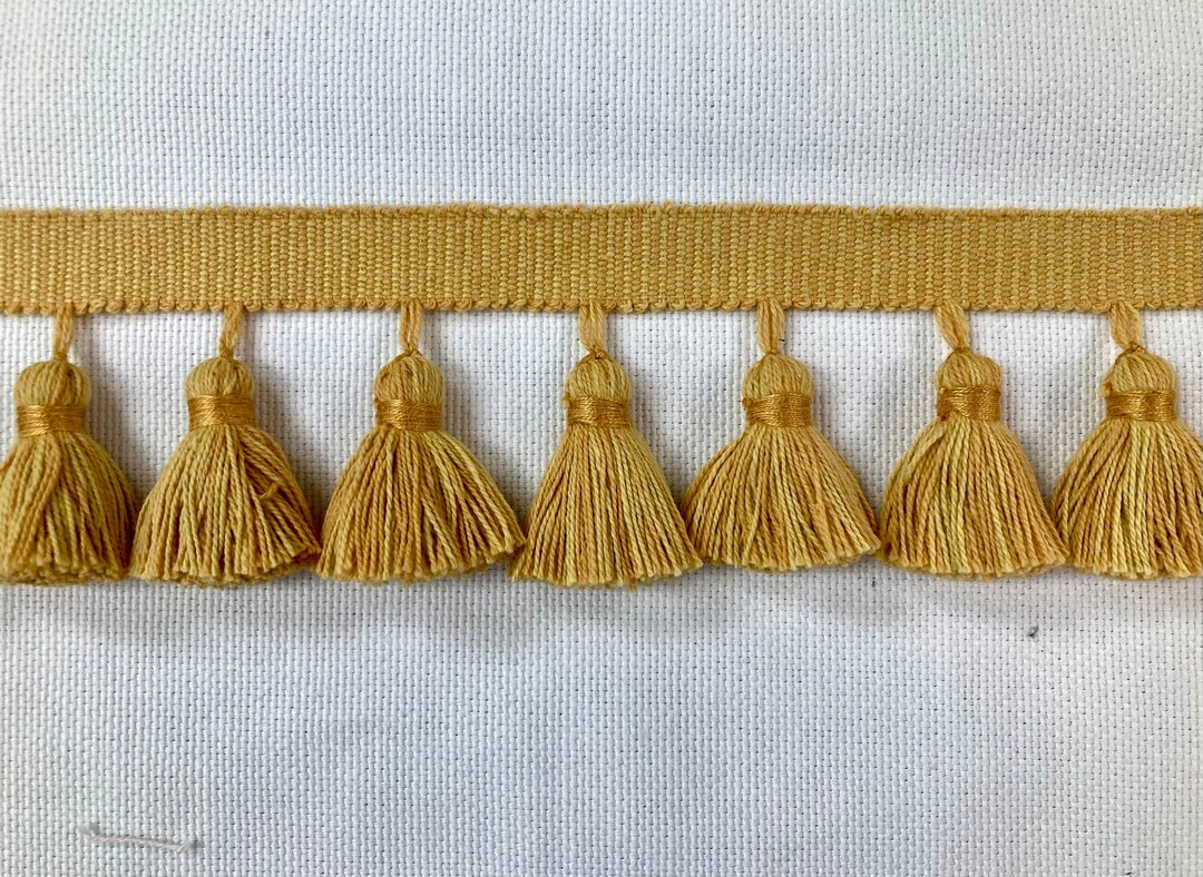 Linen Tassel Fringe Trim - Winter White & Colonial Blue For Decor