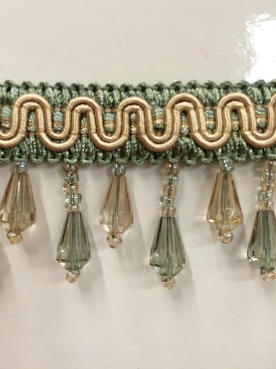 4.25 Lucite Crystal Beaded Fringe Trim TF-78 Collection 3 Various Colors  Available / Drapery / Upholstery / Price per Yard / Handmade 