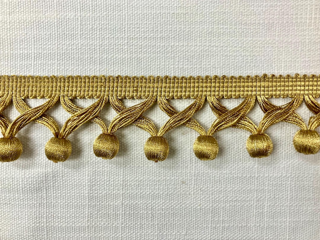 Frangia Con Nappe 3 Pollici Oro E Oro Antico - Passamaneria Per Tende, Arredamento, Abiti - Happygoodbuy