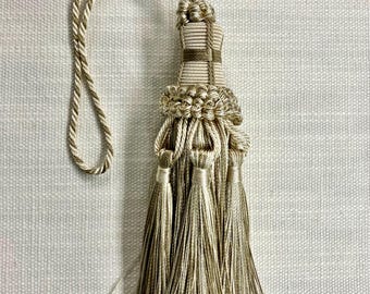 Beige & Cream 5.5" Length Key Tassel With a 5.5" Twisted Loop Cord KT-22/3-2 Upholstery / Drapery / Interior Design / Home Furnishing