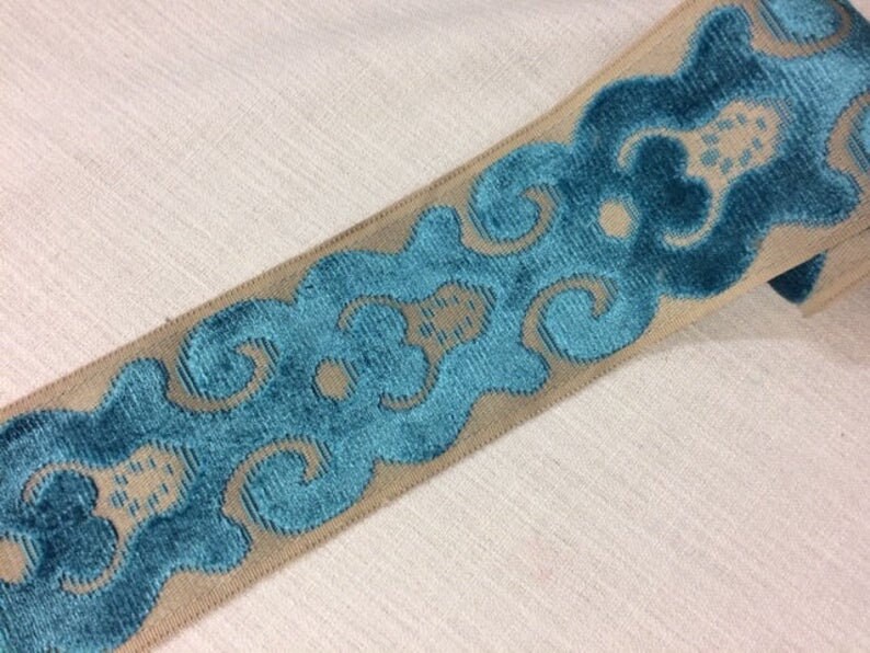 3.5 Velvet Embroidered Trim Tape H1106/B2 Upholstery / Etsy