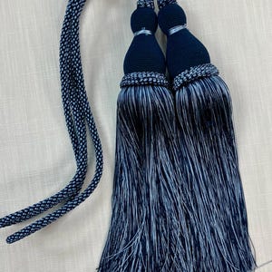 Navy & French Blue Jumbo Double Tassel Tieback 13&quot; Length With 15&quot; Double Loop Twist Cord DCTB-22/46-41 Drapery / Interior Design