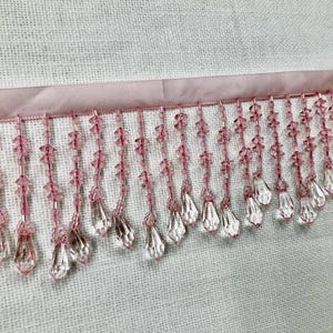 Pink Crystal Beaded Fringe 2.75" Width Trim CBF-19/18 Sold by The Yard UPHOLSTERY / Drapery / luxury Interior Design / decorative home decor
