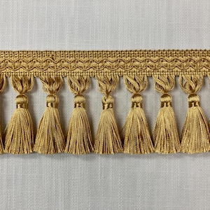 Gold Tassel Fringe Trim 3.5&quot; Width TF-5/12 Upholstery / Drapery / Interior Design / Pillows / Bedding / Interior Design / Home Furnishing