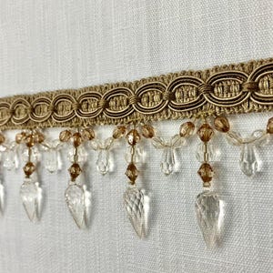 Dark Tan & Light Brown Lucite Crystal Beaded Tassel Fringe 4&quot; Width Trim TF-32/7-8 Drapery / Upholstery / home decor / By The Yard