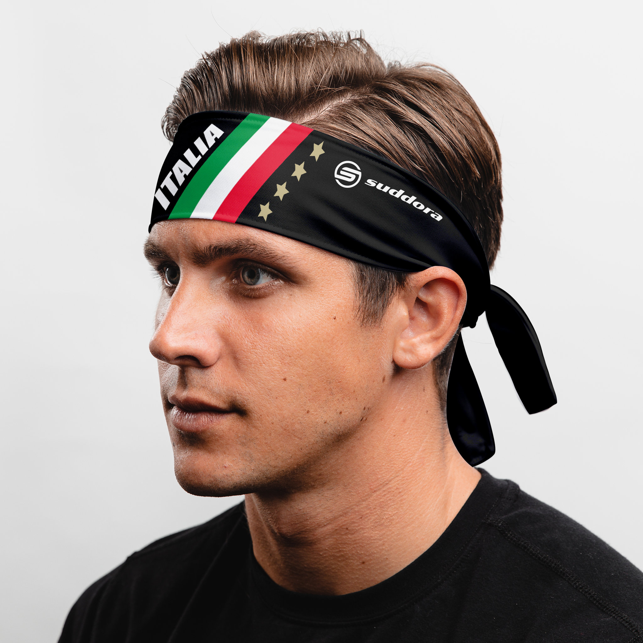 Italia Black Tie Headband Ninja Style Headband for Workout Etsy