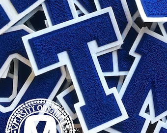 Royal Blue/White 6” Chenille Varsity Letterman Letter Patches / A-Z Available / In-Stock / Ready to Ship / MADE in USA