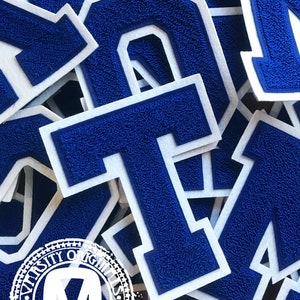 Royal Blue/White 6” Chenille Varsity Letterman Letter Patches / A-Z Available / In-Stock / Ready to Ship / MADE in USA