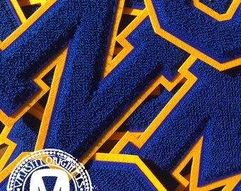 Royal Blue/Gold 6” Chenille Varsity Letterman Letter Patches / A-Z Available / In-Stock / Ready to Ship / MADE in USA