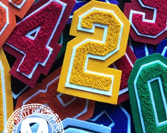 3" Chenille Varsity Letterman Numbers 0–9 (Individual Numbers), 11 Colors Available, Made in USA