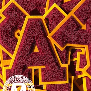 Cardinal/Gold 6” Chenille Varsity Letterman Letter Patches / A-Z Available / In-Stock / Ready to Ship / MADE in USA