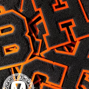 Black/Orange 6” Chenille Varsity Letterman Letter Patches / A-Z Available / In-Stock / Ready to Ship / MADE in USA