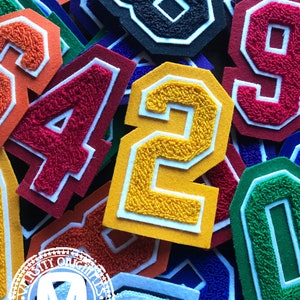 Chenille 3" Varsity Numbers 0-9 Available in 11 Colors / In-Stock / Ready to Ship / MADE in USA