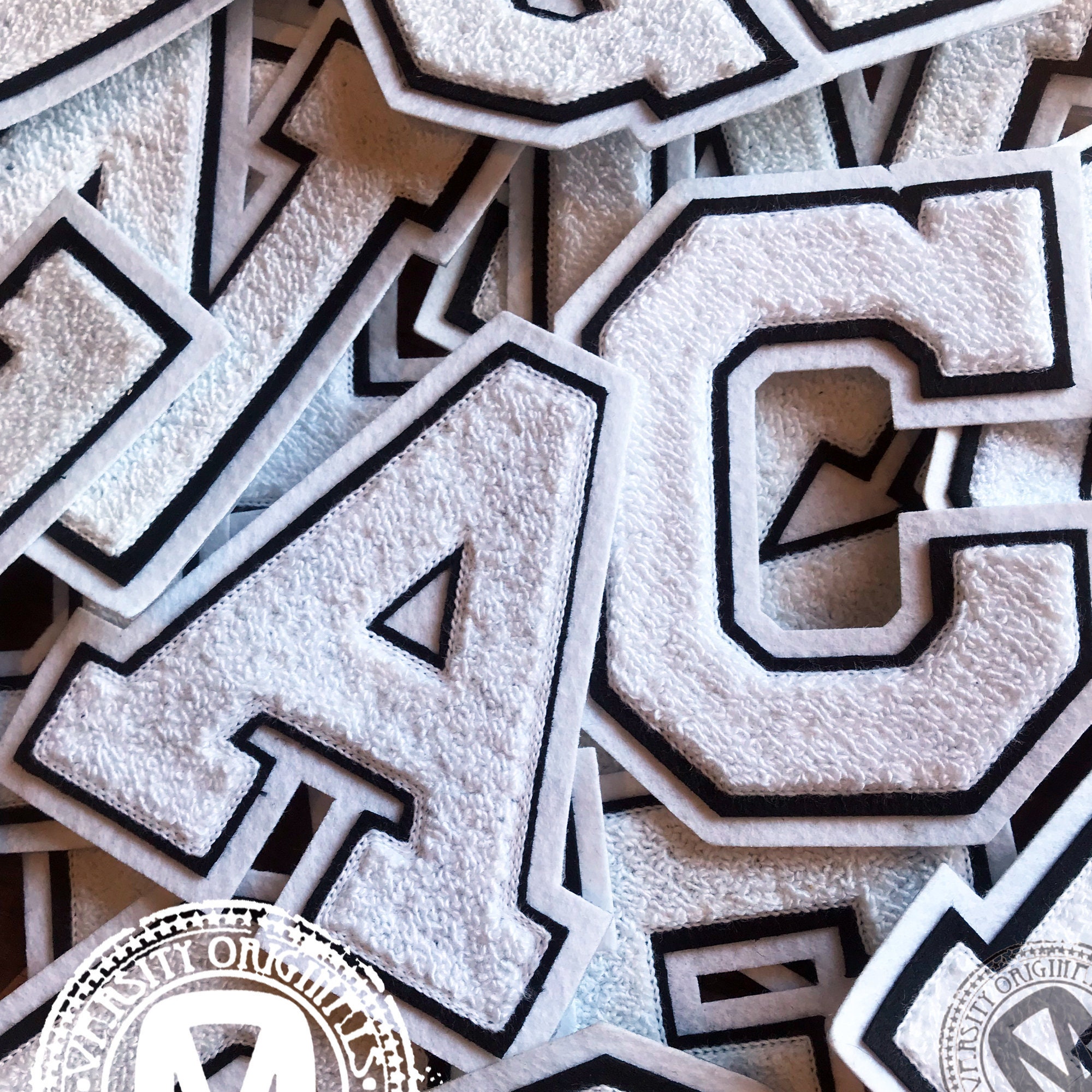 White/Black 6 Chenille Varsity Letter Patches Etsy