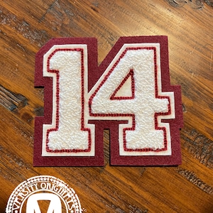 3.5&quot; Chenille Varsity Letterman Patch / Number 14 Patch / In-Stock / Ready to Ship / MADE in USA