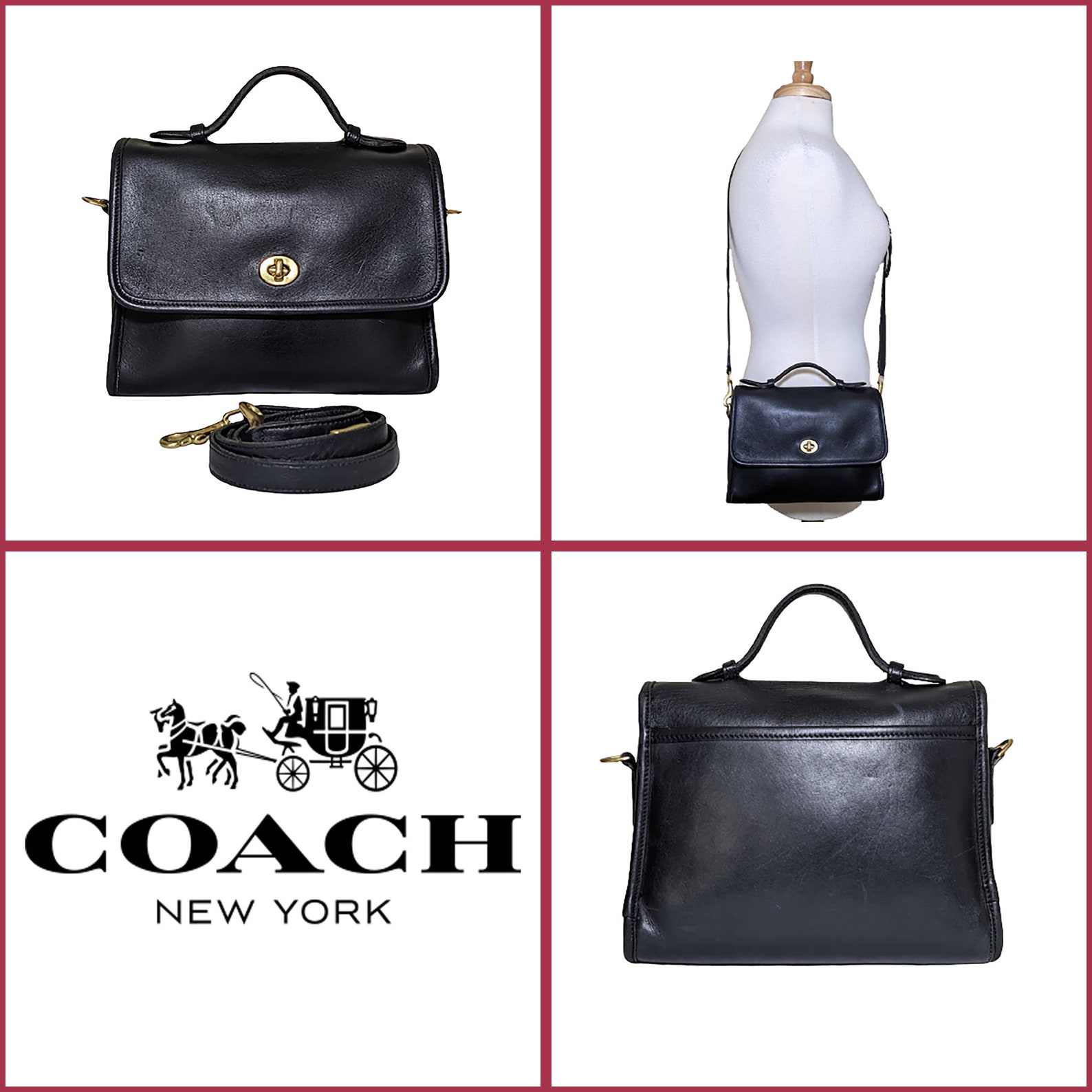 COACH Court Crossbody/Shoulder Bag/Satchel No. 9870 in Black Etsy