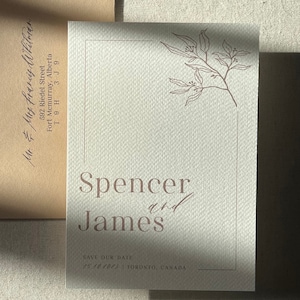Carte réservez une date minimale, réservez la date florale, carte de fiançailles moderne, réservez la date moderne, fleur minimale de mariage faire-part de mariage