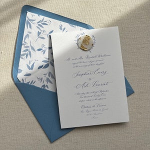 Delft Blue Wedding Invitation Only, Botanical Party Invitation,Classic Wedding Invitation,Wedding Crest, Luxury Wedding Invitation, Wax Seal