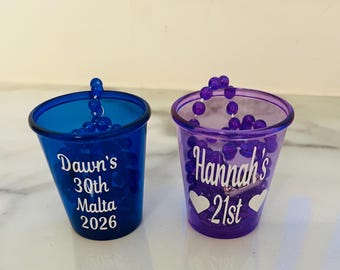 Plastic shot glass with neck chain