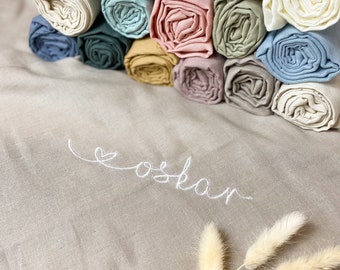 Muslin cloth with the name organic quality