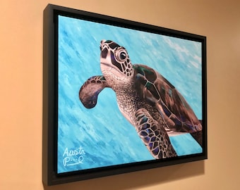 12x16 Canvas Print "Sea King" Turtle Painting