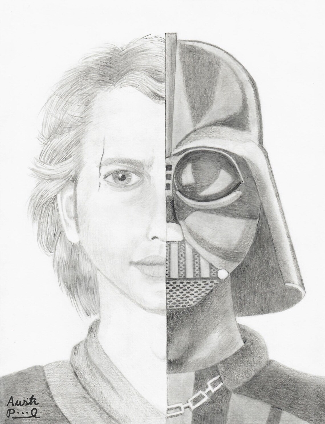 8.5x11 DRAWN to the Dark Side Half & Half Anakin Skywalker Etsy