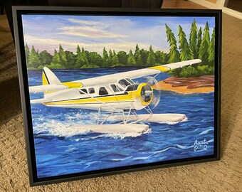 16x20" Seaplane Canvas Print, Kenmore Air Float Plane, Pacific Northwest San Juan Islands, PNW Puget Sound Painting